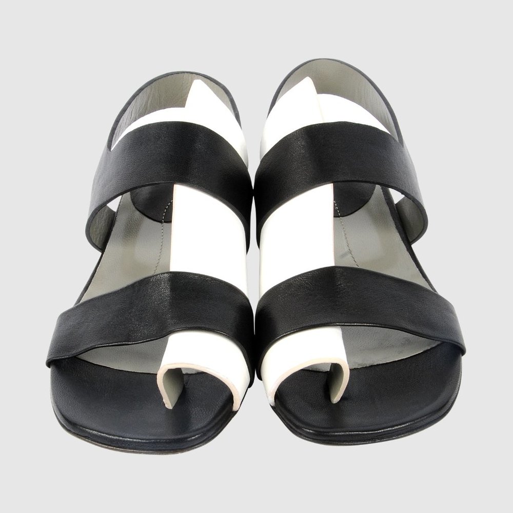 Ixos Black & White Handcrafted Leather Sandal - Picture 2 of 5